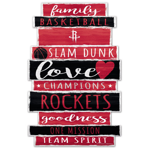 Houston Rockets Sign 11x17 Wood Family Word-0