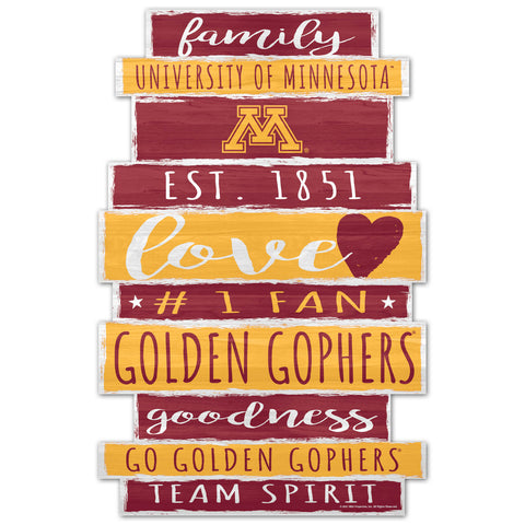 Minnesota Golden Gophers Sign 11x17 Wood Family Word-0