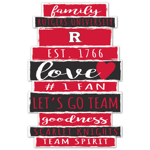 Rutgers Scarlet Knights Sign 11x17 Wood Family Word-0
