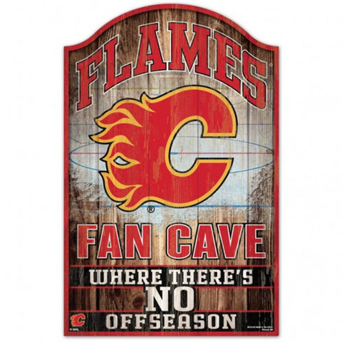 Calgary Flames Sign 11x17 Wood Fan Cave Design - Special Order-0