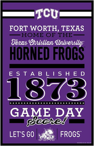 TCU Horned Frogs Sign 11x17 Wood Established-0
