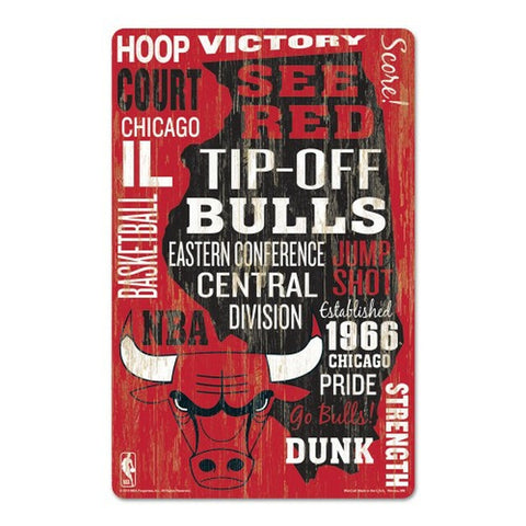 Chicago Bulls Sign 11x17 Wood Wordage Design-0