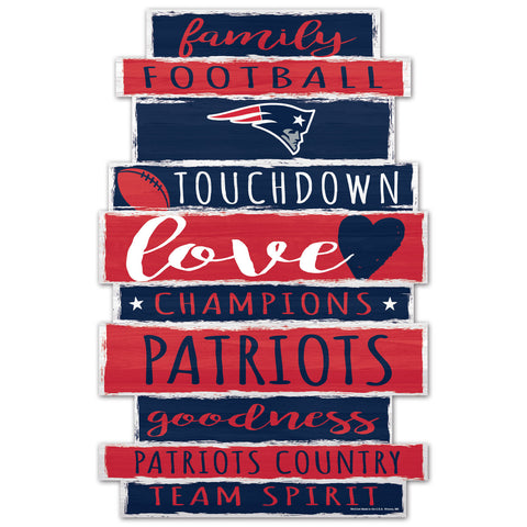 New England Patriots Sign 11x17 Wood Family Word-0
