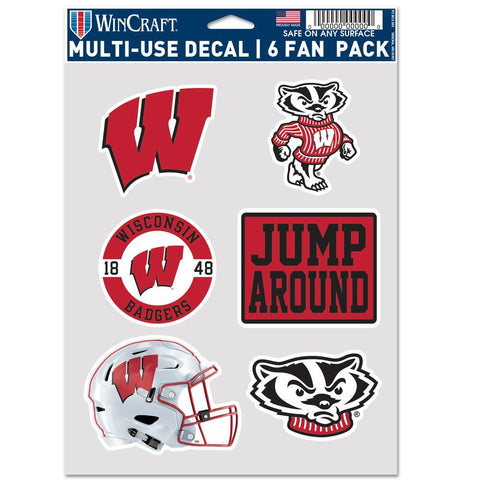 Wisconsin Badgers Decal Multi Use Fan 6 Pack-0