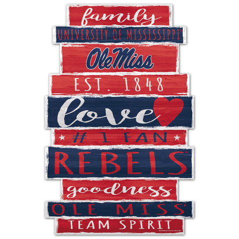 Mississippi Rebels Sign 11x17 Wood Family Word-0