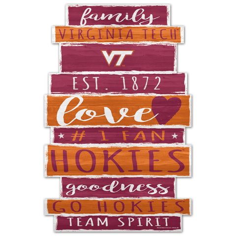 Virginia Tech Hokies Sign 11x17 Wood Family Word-0