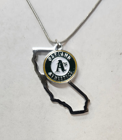 Oakland Athletics Necklace Chain with State Shape Charm CO-0
