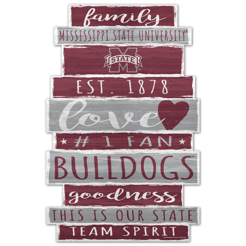 Mississippi State Bulldogs Sign 11x17 Wood Family Word-0