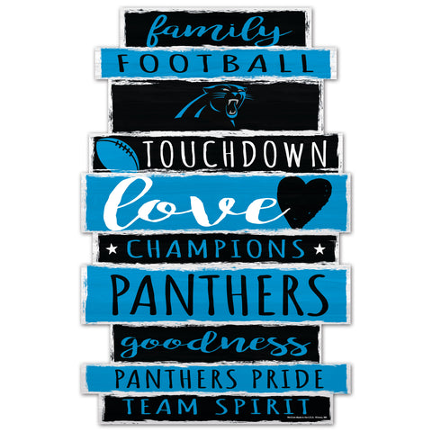 Carolina Panthers Sign 11x17 Wood Family Word-0