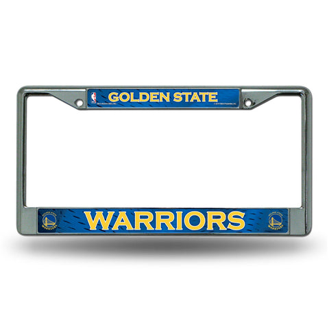 Golden State Warriors License Plate Frame Chrome Printed Insert-0