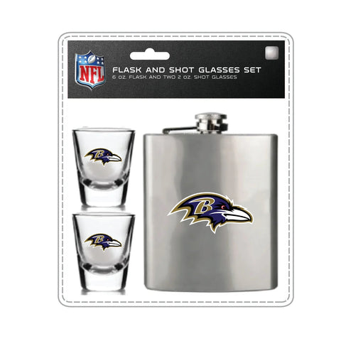 Baltimore Ravens Flask and Shot Glass Set-0