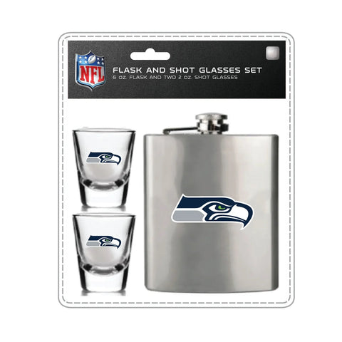 Seattle Seahawks Flask and Shot Glass Set-0