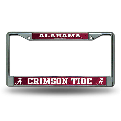 Alabama Crimson Tide License Plate Frame Chrome Printed Insert-0