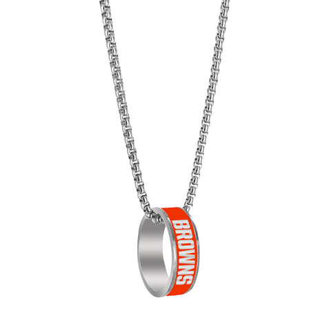 Cleveland Browns Necklace Fashion Ring Pendant Silver-0