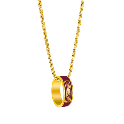 Washington Commanders Necklace Fashion Ring Pendant Gold-0
