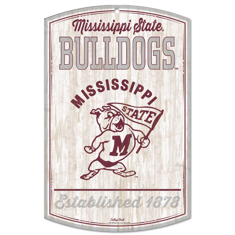 Mississippi State Bulldogs Sign 11x17 Wood Retro-0