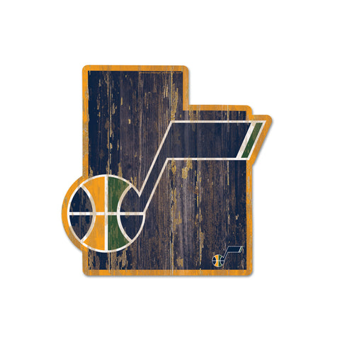 Utah Jazz Sign Wood State Shape-0