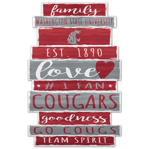 Washington State Cougars Sign 11x17 Wood Family Word-0