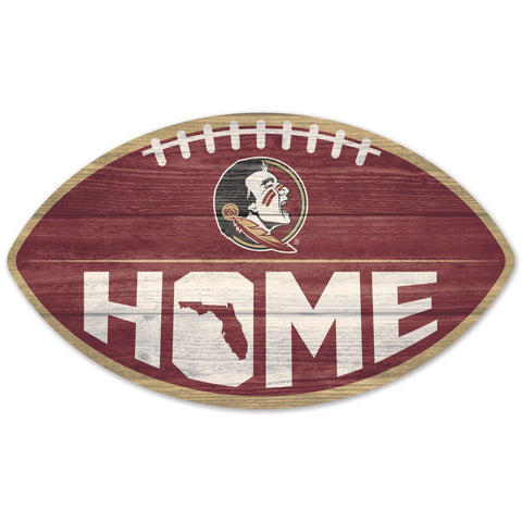 Florida State Seminoles Sign Wood Football Shape-0