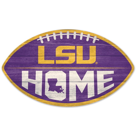 LSU Tigers Sign Wood Football Shape-0