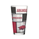 Arkansas Razorbacks Pint Glass 16oz Quilted Stained Boxed-0