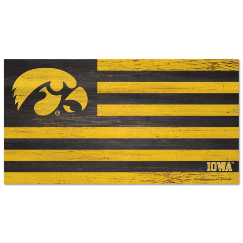 Iowa Hawkeyes Sign Wood 9x17 Flag-0