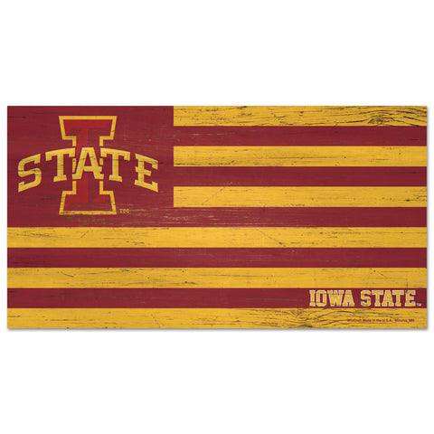 Iowa State Cyclones Sign Wood 9x17 Flag-0