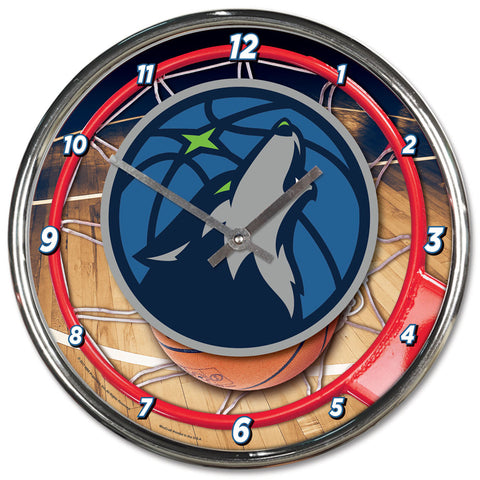 Minnesota Timberwolves Clock Round Wall Style Chrome-0