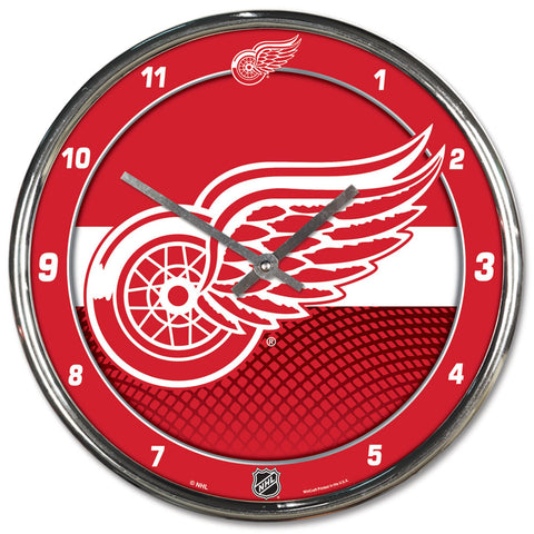 Detroit Red Wings Round Chrome Wall Clock-0