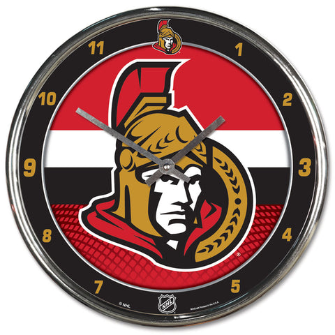 Ottawa Senators Clock Round Wall Style Chrome-0