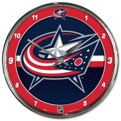 Columbus Blue Jackets Clock Round Wall Style Chrome-0