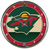 Minnesota Wild Clock Round Wall Style Chrome-0