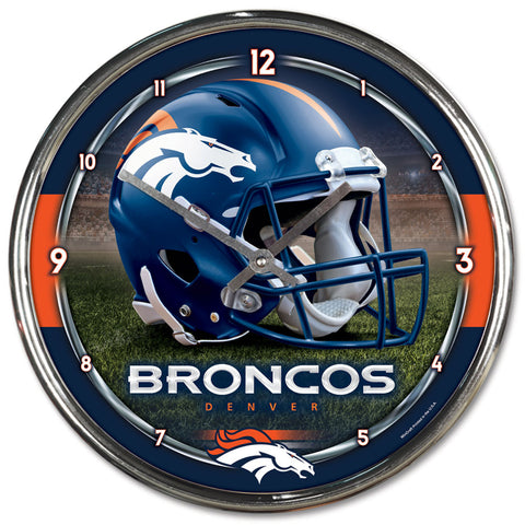 Denver Broncos Round Chrome Wall Clock-0