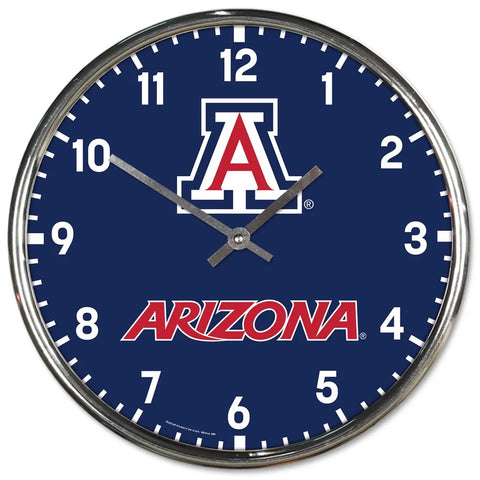 Arizona Wildcats Clock Round Wall Style Chrome Periodic Restock-0