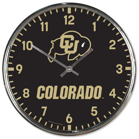 Colorado Buffaloes Clock Round Wall Style Chrome-0