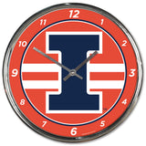 Illinois Fighting Illini Clock Round Wall Style Chrome Periodic Restock-0