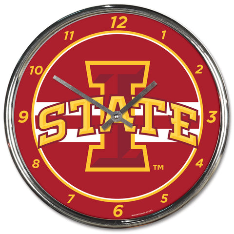 Iowa State Cyclones Round Chrome Wall Clock Periodic Restock-0