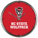 North Carolina State Wolfpack Clock Round Wall Style Chrome Periodic Restock-0