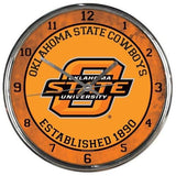 Oklahoma State Cowboys Clock Round Wall Style Chrome Periodic Restock-0