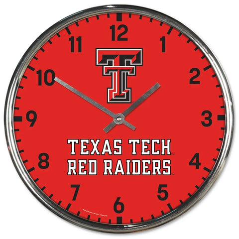 Texas Tech Red Raiders Clock Round Wall Style Chrome-0
