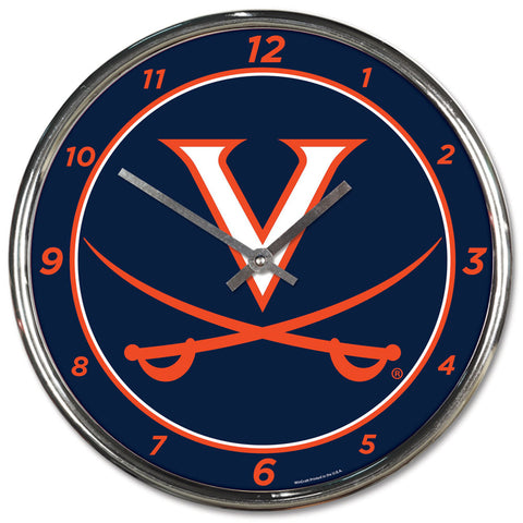 Virginia Cavaliers Clock Round Wall Style Chrome-0