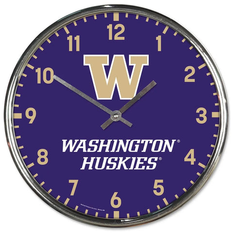 Washington Huskies Clock Round Wall Style Chrome Periodic Restock-0