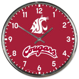 Washington State Cougars Clock Round Wall Style Chrome-0