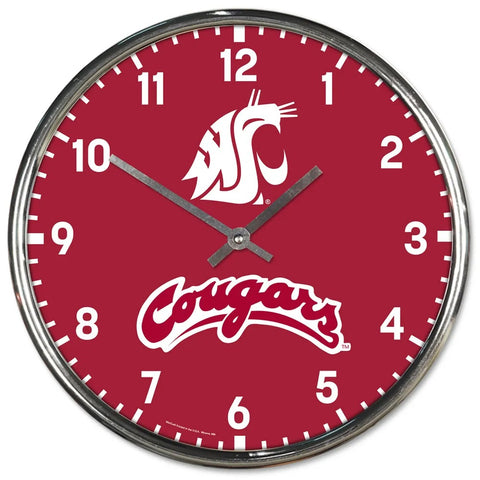 Washington State Cougars Clock Round Wall Style Chrome-0
