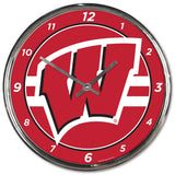Wisconsin Badgers Clock Round Wall Style Chrome Periodic Restock-0