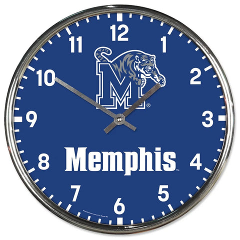 Memphis Tigers Clock Round Wall Style Chrome-0