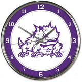 TCU Horned Frogs Clock Round Wall Style Chrome-0