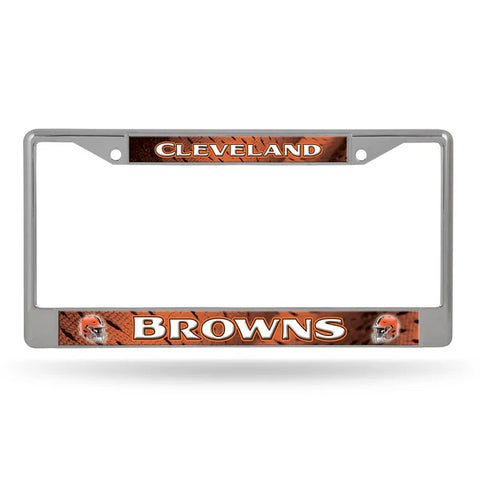 Cleveland Browns License Plate Frame Chrome Printed Insert-0