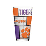 Clemson Tigers Pint Glass 16oz Quilted Stained Boxed-0