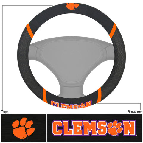 Clemson Tigers Steering Wheel Cover Mesh/Stitched-0